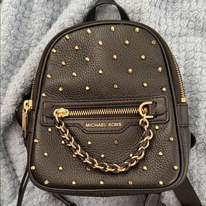 Michael Kors Black Backpack with Gold Accents